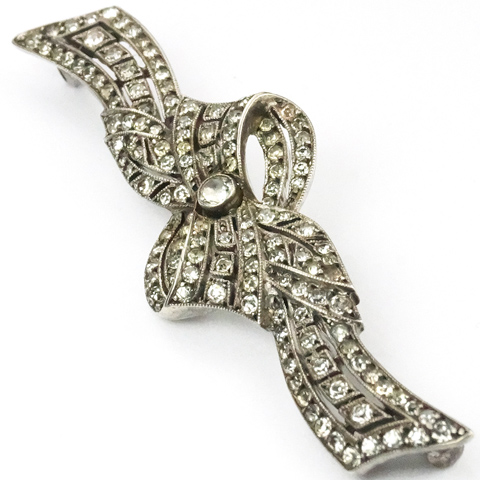 Birks Sterling Deco Pave Bowknot Pin