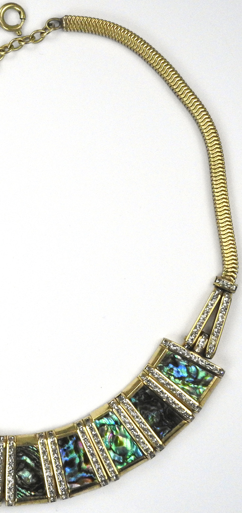 Esha Randel Gold Pave and Iridescent Opal Panels Bib Necklace