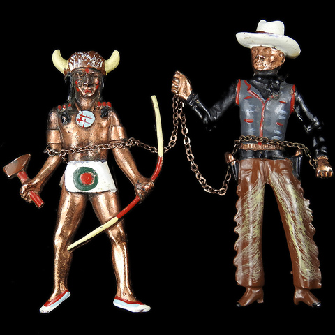 Coro for Cecil B DeMille Director of the Film 'North West Mounted Police' Chief Big Bear and Texas Ranger Chatelaine Pins