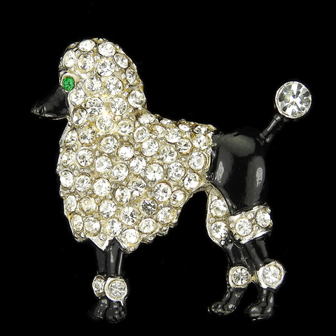 Ernest Steiner Original Pave and Black Enamel Poodle Dog Pin