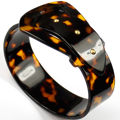 Deco Real Tortoiseshell Belt Buckle Bangle Bracelet