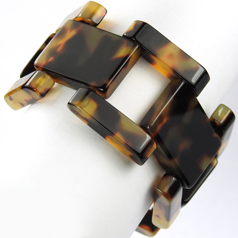 Deco Tortoiseshell Oblong Panels and Squares Ten Sided Bracelet