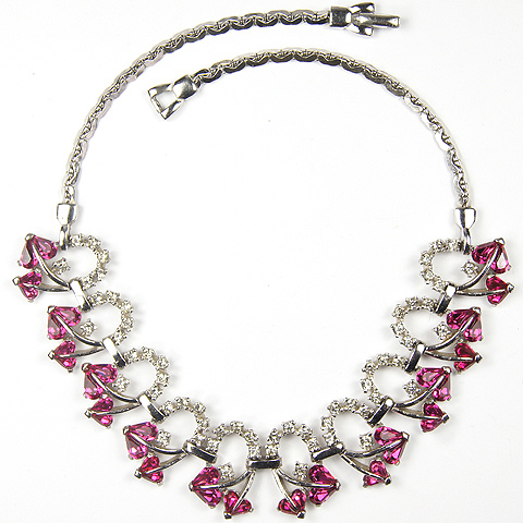 Pennino Pave Loops and Fuchsia Hearts Choker Necklace