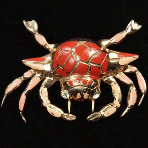 Nettie Rosenstein Sterling Gold and Enamel Crab Pin Clip
