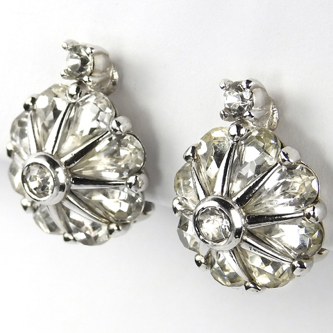 Pennino Diamante Flower Button Clip Earrings