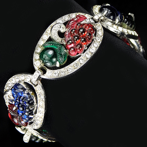 Deco Pave Ovals and Tricolour Fruit Salads Link Bracelet