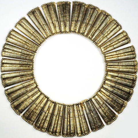 Hattie Carnegie Beaten Gold Collar Necklace