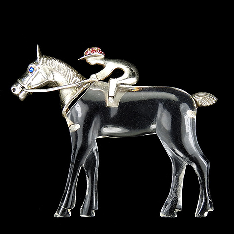 Jelly Belly Sterling Racing Jockey Riding a Race Horse Pin