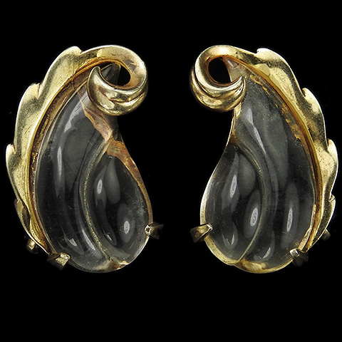 Elzac Sterling Jelly Belly Leaf Swirl Screwback Earrings