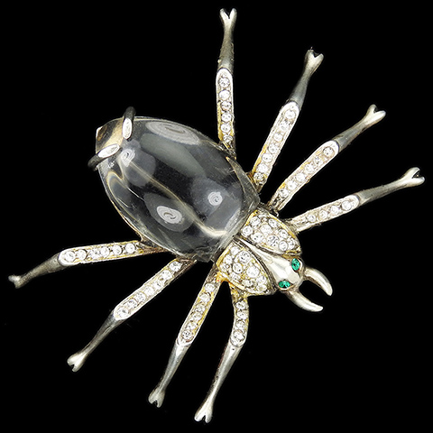 Sterling Pave and Emeralds Jelly Belly Spider Pin