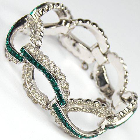 Jomaz Pave and Invisibly Set Emerald Swirls Bracelet