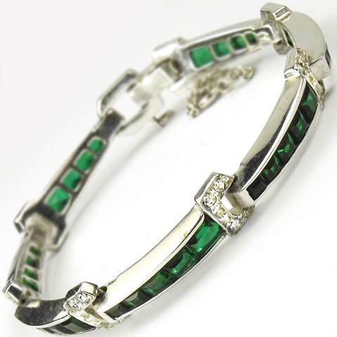 Jomaz Invisibly Set Emerald Chevrons Link Bracelet