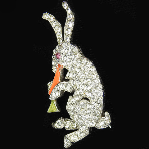 Jomaz Pave and Enamel Easter Bunny Rabbit Eating a Carrot Pin
