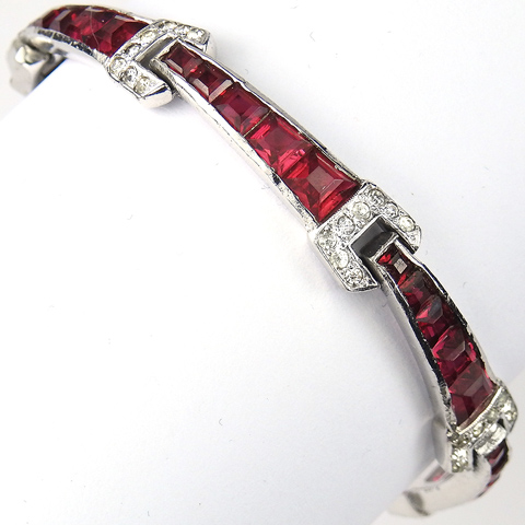 Jomaz Invisibly Set Ruby Chevrons Link Bracelet