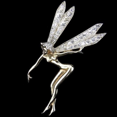 Jomaz Gold and Pave Dancing Winged Fairy Pin