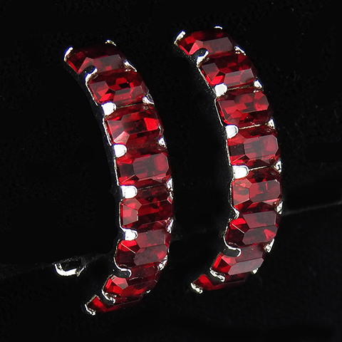 Jomaz Invisibly Set Rubies Crescent Clip Earrings