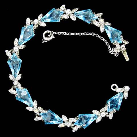 Mazer Pave and Kite Shaped Aquamarines Bracelet