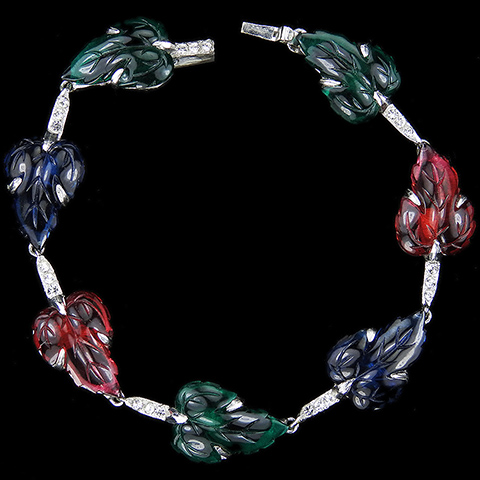 Mazer Pave Links and Tricolour Fruit Salad Leaves Link Bracelet