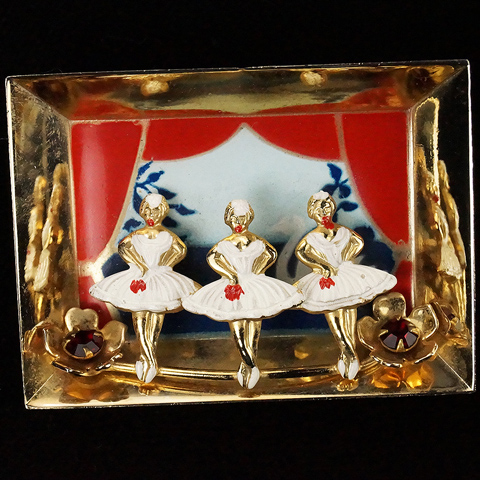 Three Ballerinas On Stage Scene Pin