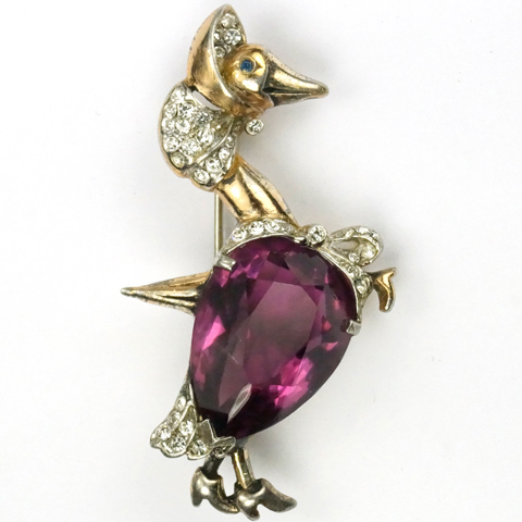 Reja Sterling Amethyst Belly Mother Goose with Umbrella Pin