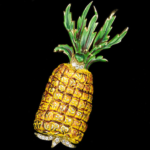 Reja Pave and Enamel Pineapple Pin Clip