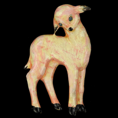 Reja Gold and Enamel Spring Lamb Pin