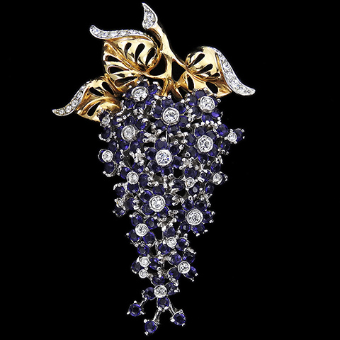Reja Gold Openwork Pave and Amethysts Large Wisteria Flower Pin