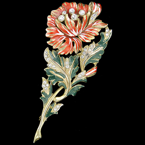 Deja Gold Pave and Enamel Carnation Flower Pin