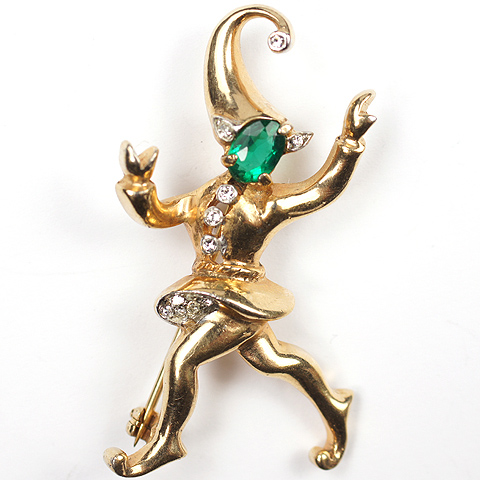 DeRosa (unsigned) Gold and Emerald Dancing Pixie Pin