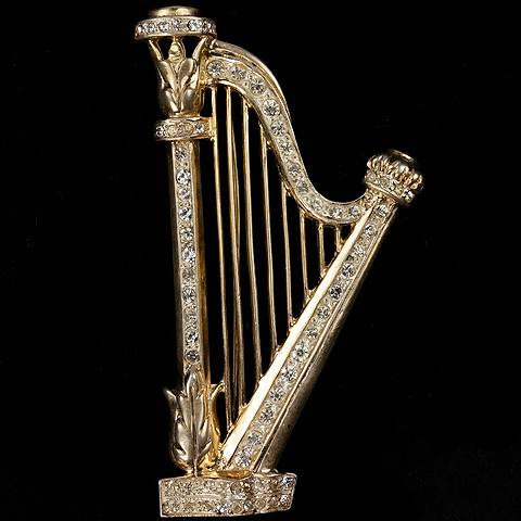 Gold and Pave Sterling Irish Musical Harp Pin
