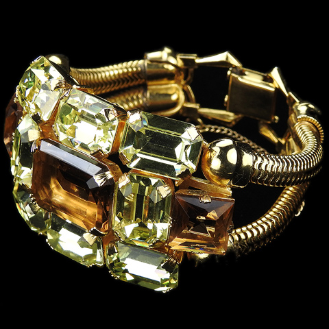 Schreiner New York Citrine and Topaz Deco Style Gallery Set Bracelet