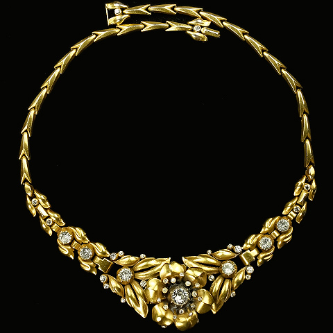 Trifari 'Alfred Philippe' 'Regence' Gold Rose Flower Trembler Necklace