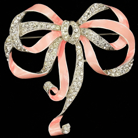 Trifari 'Joseph Wuyts' Pave and Pink Bow Pin