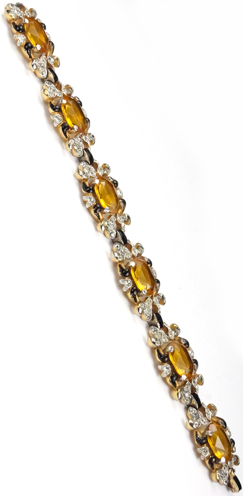 Trifari 'Alfred Philippe' 'Empress' Gold Citrine and Black Enamel Pave ...