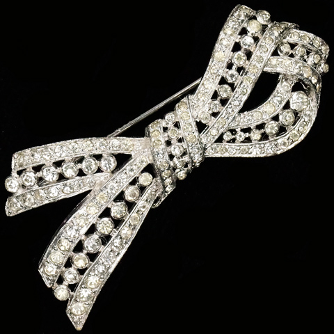 KTF Trifari 'Alfred Philippe' Deco Pave Openwork Bow Pin