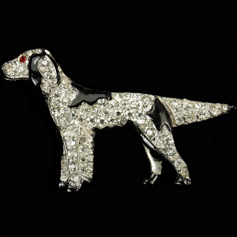 Trifari 'Alfred Philippe' Pave and Enamel Patches Pointer Dog Pin