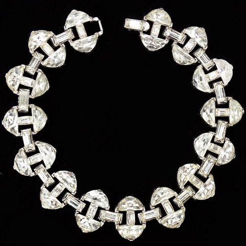 Trifari 'Alfred Philippe' 'Rue de la Paix' Demilunes and Baguettes Diamante Link Bracelet