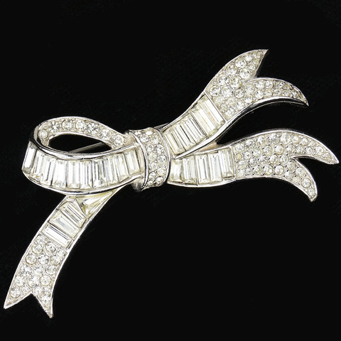 Trifari 'Alfred Philippe' Pave and Baguette 'Cotillion Bow' Pin