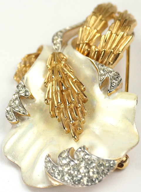 Trifari 'Alfred Philippe' 'Coquilles' Gold Pave and Mother of Pearl ...