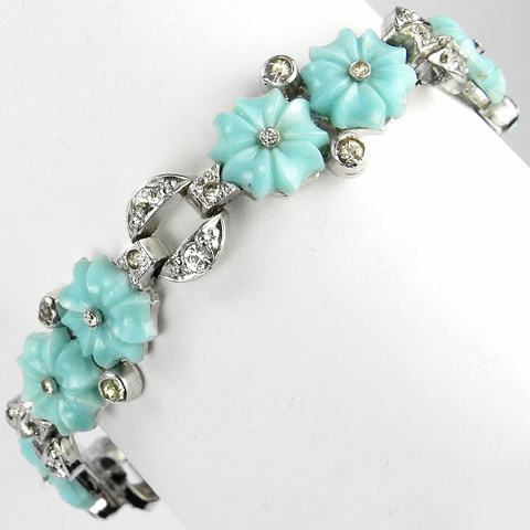 KTF Trifari 'Alfred Philippe' (unsigned) Turquoise Fruit Salad Flowers Bracelet