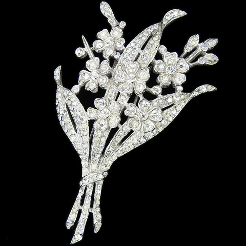 Trifari 'Alfred Philippe' Pave Floral Spray Bouquet Pin Clip