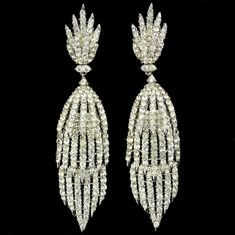 Trifari 'Alfred Philippe' 'Starflight' 'Fireworks' Diamante Shooting Star Pendant Clip Earrings