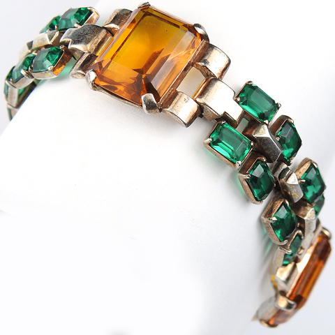 Trifari Sterling 'Alfred Philippe' Gold Citrine and Emerald Bracelet