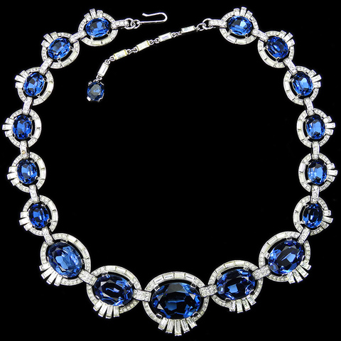 Trifari 'Alfred Philippe' Oval Cut Sapphires Diamante Pave and Baguette ...
