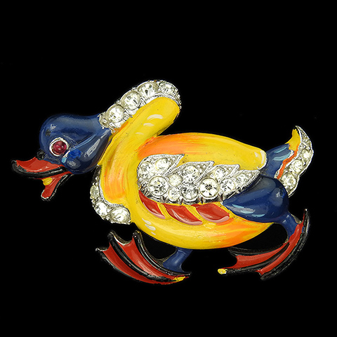 Trifari 'Alfred Philippe' Pave and Enamel Angry Duck Pin