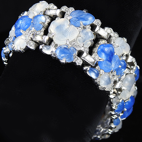 Trifari 'Alfred Philippe' Pave and Blue and White Moonstone Fruit Salads Link Bracelet