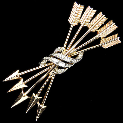 Trifari 'Alfred Philippe' Gold Pave and Baguettes Sheaf of Five Arrows Pin