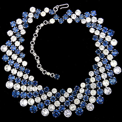 Trifari 'Alfred Philippe' 'Regency' Sapphire and Diamond Stripes Collar Necklace