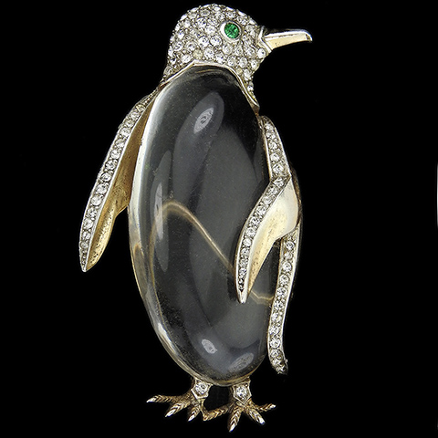 Trifari 'Alfred Philippe' (for Ciro UK) Gold and Pave Jelly Belly Penguin Pin