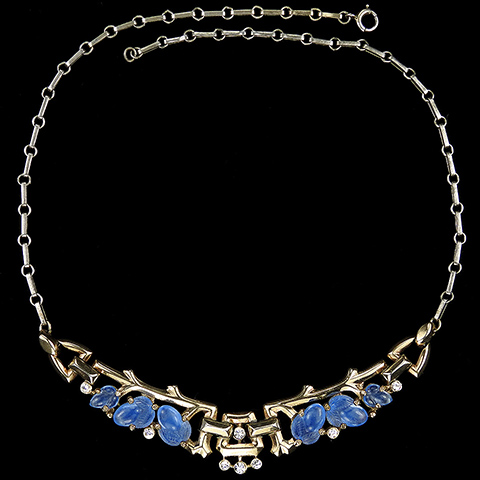 Trifari 'Alfred Philippe' 'Fragonard' Gold and Blue Moonstone Fruit Salads Choker Necklace